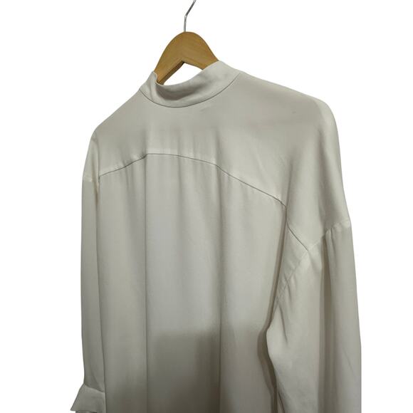 Babaton women's white long sleeve mini shift neck tie dress size Small - Picture 2 of 6
